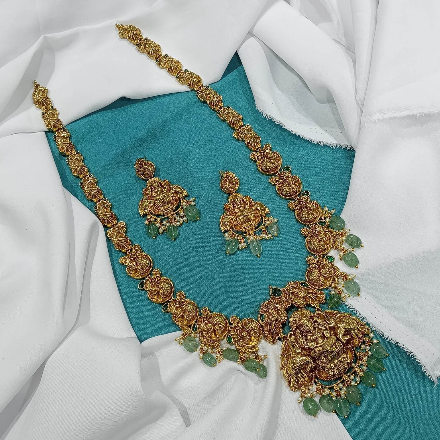 Nakshi Work with AD Stones Haram - Nakshatra Jewels