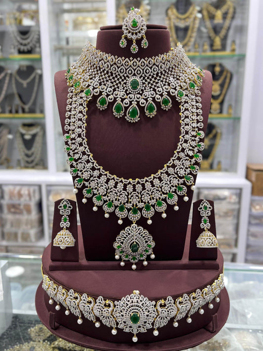 American Diamond Stones Bridal Combo Set - Nakshatra Jewels