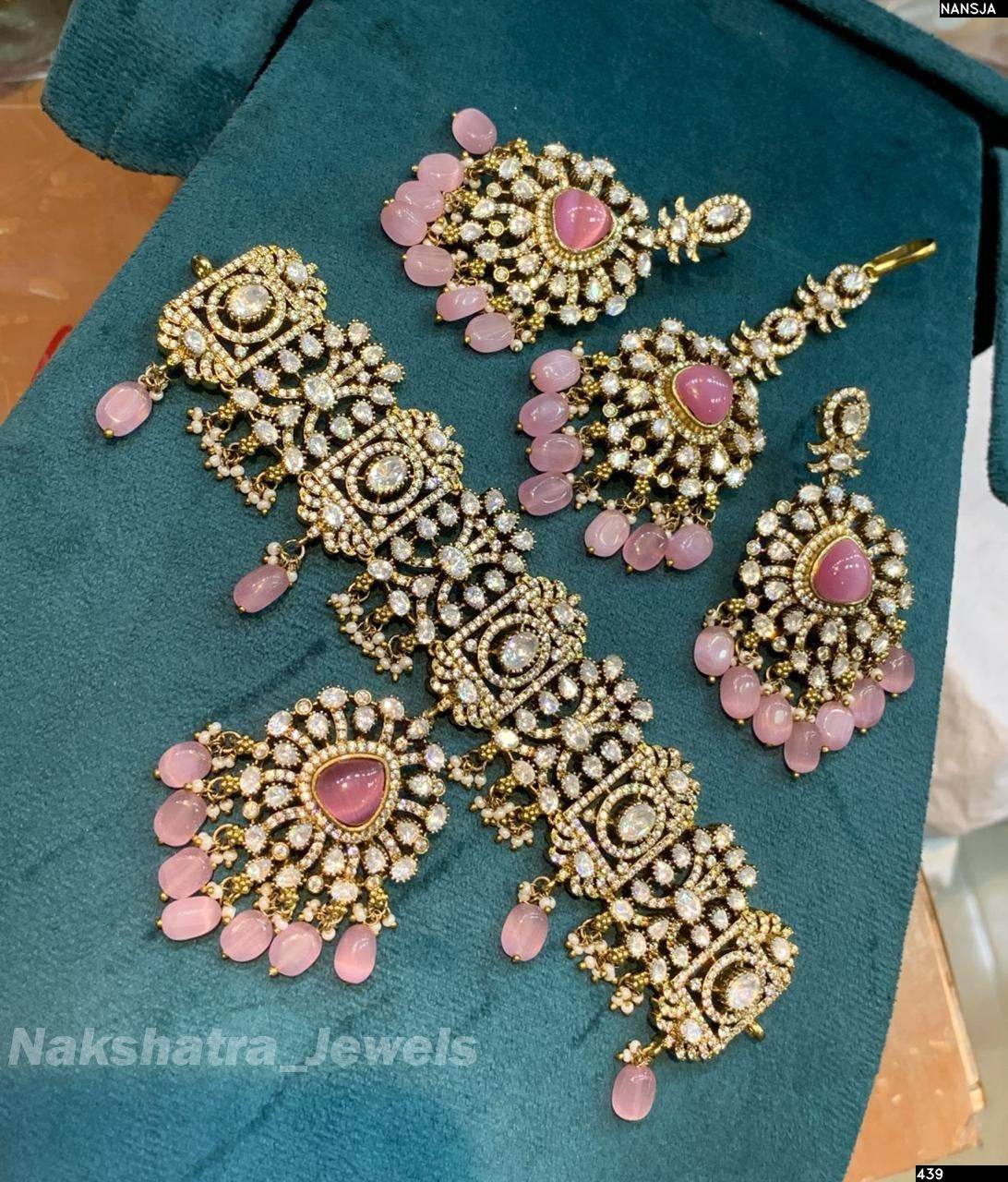 Victorian Polish with Moissanite Stones Bridal Choker