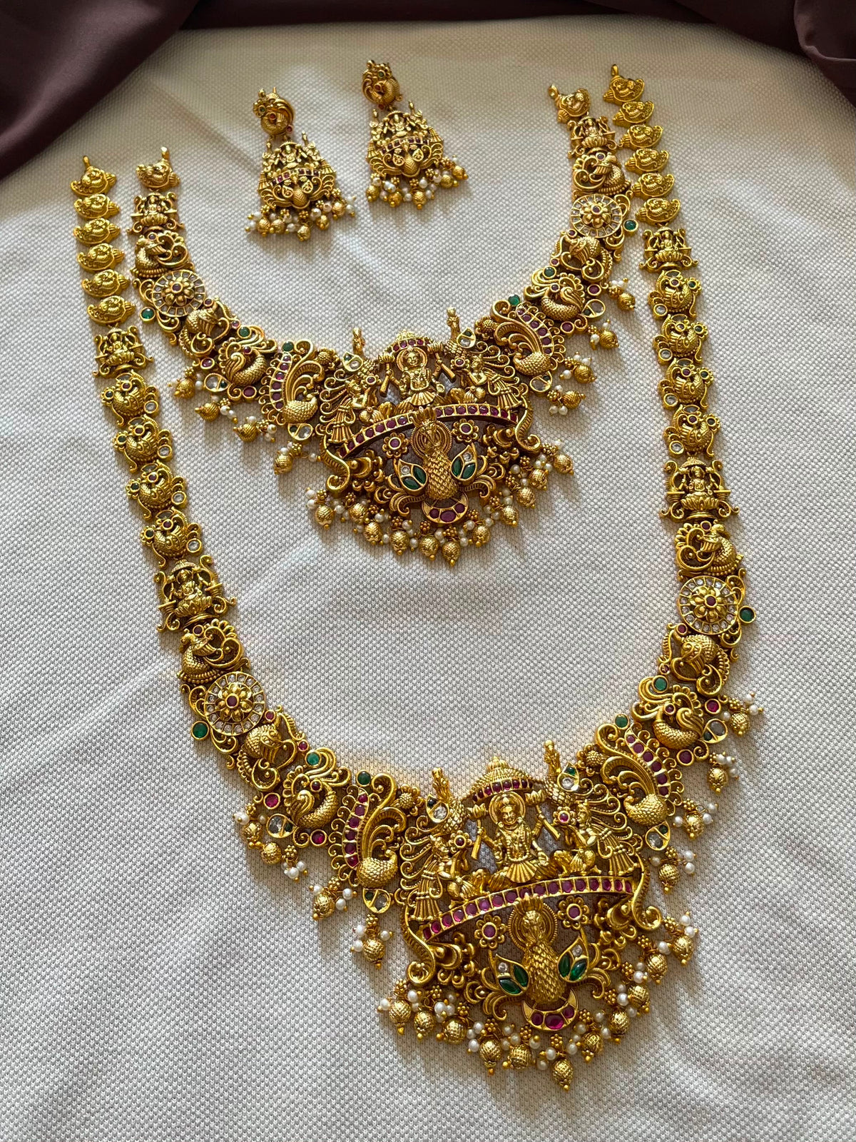 Nakshi Work with Kempu Stones Bridal Combo