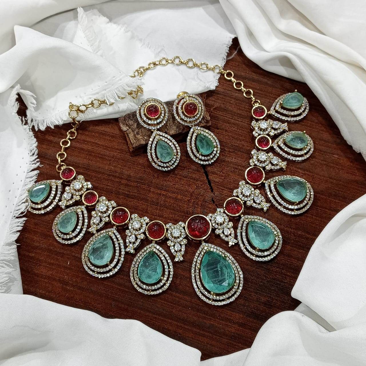 Moissanite & AD Stones Bridal Neck Set - Nakshatra Jewels