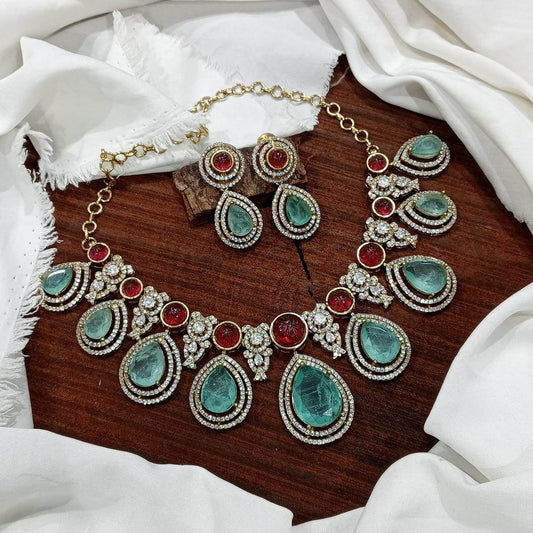 Moissanite & AD Stones Bridal Neck Set - Nakshatra Jewels