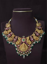 Nakshi Work with Jaadu Kundan Stones Bridal Necklace - Nakshatra Jewels