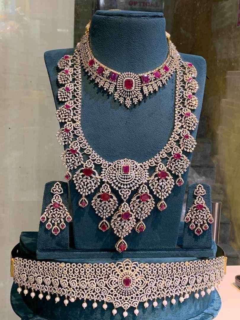 American Diamond Stones Bridal Set - Nakshatra Jewels
