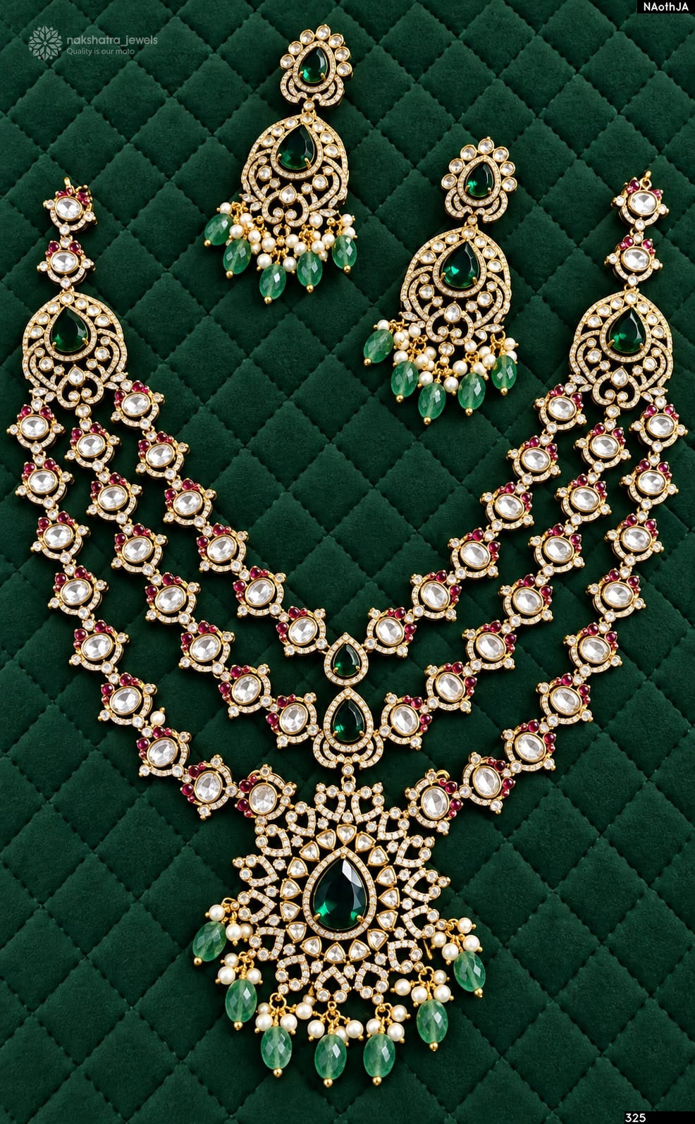Victorian Polish with Kundan & Mossianite Stones Necklace