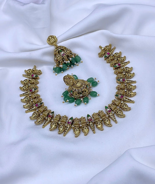 Nakshi Work with Kundan Stones Bridal Necklace
