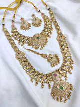 Nagasi Work with Kempu & AD Stones Bridal Combo - Nakshatra Jewels