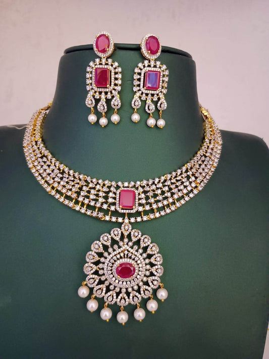 American Diamond Stones Necklace - Nakshatra Jewels
