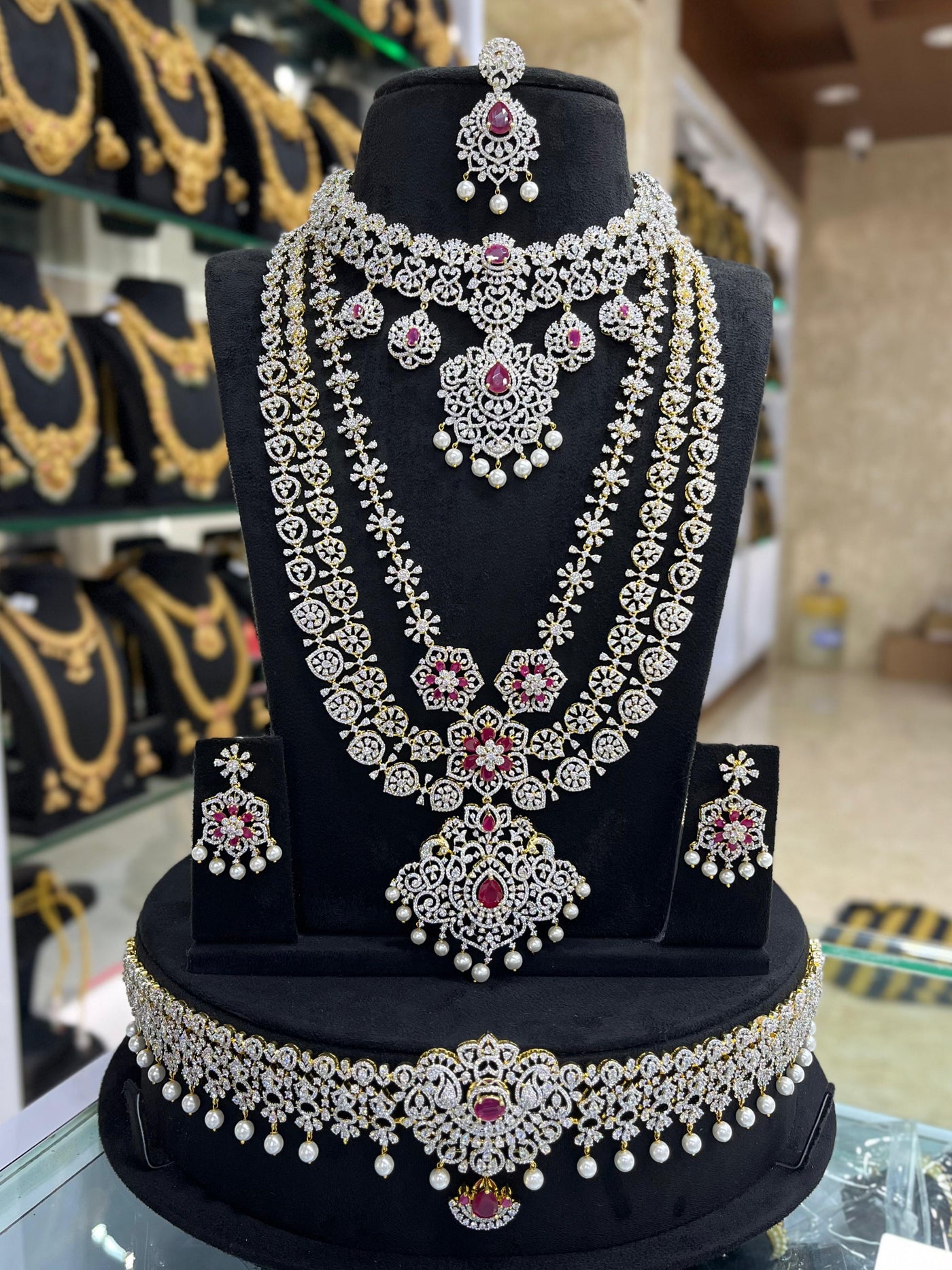 American Diamond Stones Bridal Combo Set