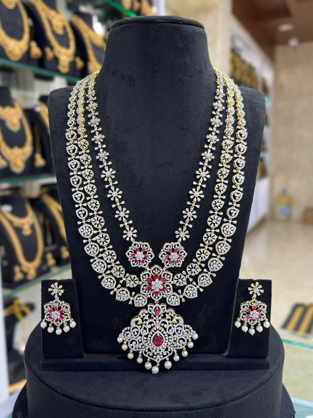 American Diamond Stones Grand Bridal Layer Haram