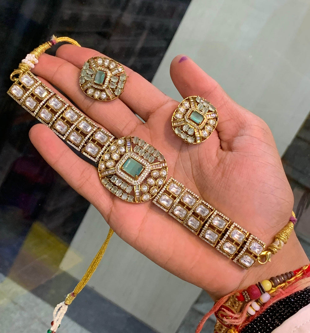 Moissanite & AD Stones Choker - Nakshatra Jewels