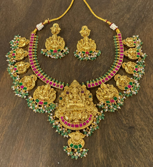 Nakshi Work with Jaadu Kundan Stones Bridal Necklace
