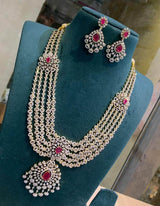 American Diamond Stones Bridal Haram - Nakshatra Jewels