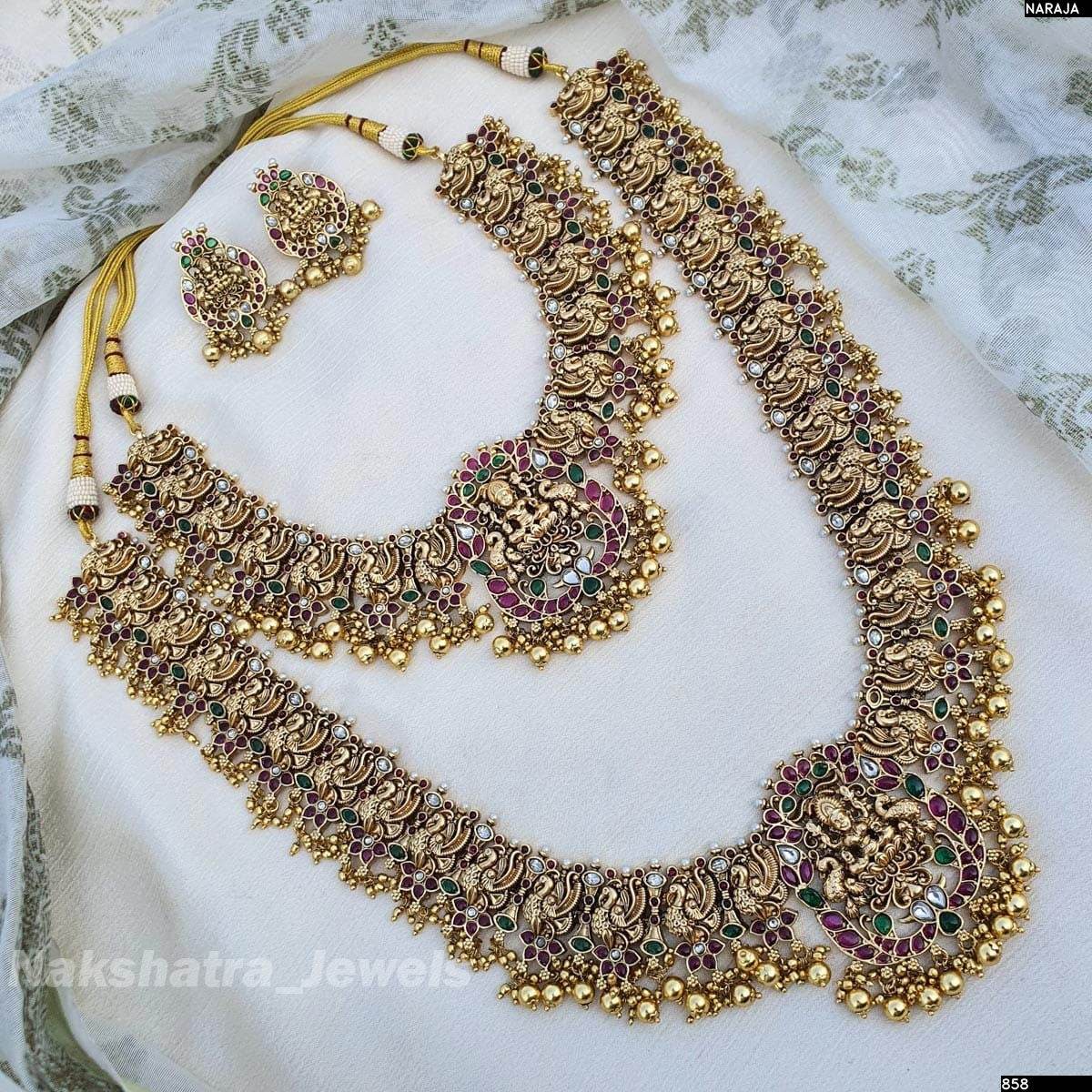 Nagasi Work with Real Kempu Stones Bridal Combo Set