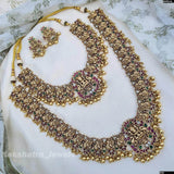 Nagasi Work with Real Kempu Stones Bridal Combo Set - Nakshatra Jewels