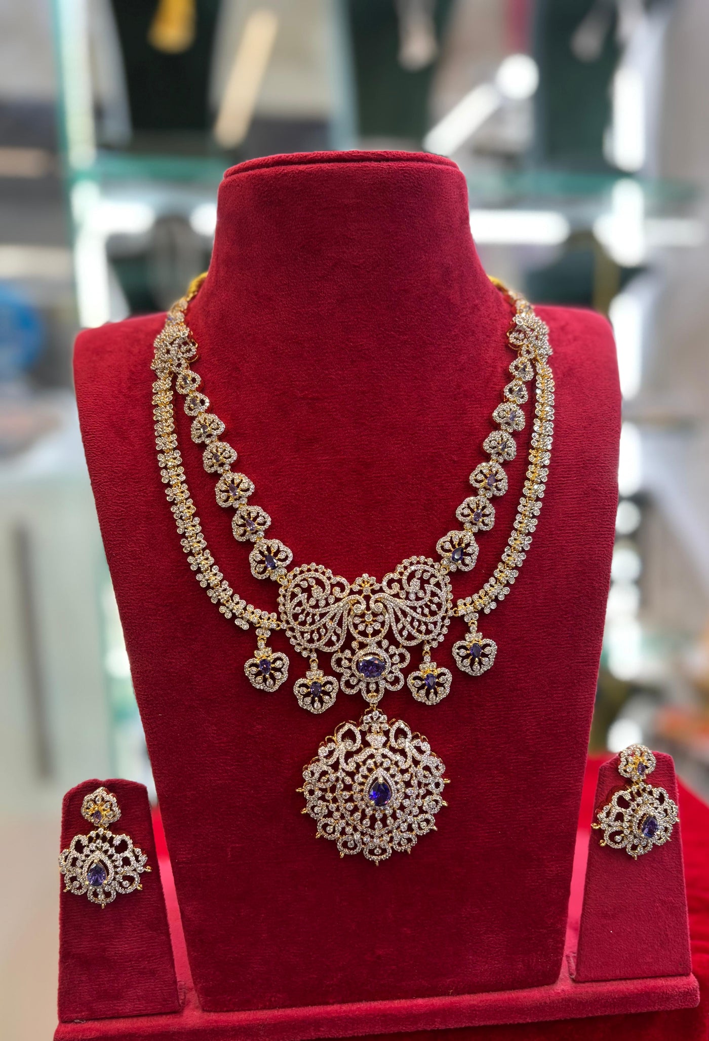 American Diamond Stones Bridal Layer Necklace