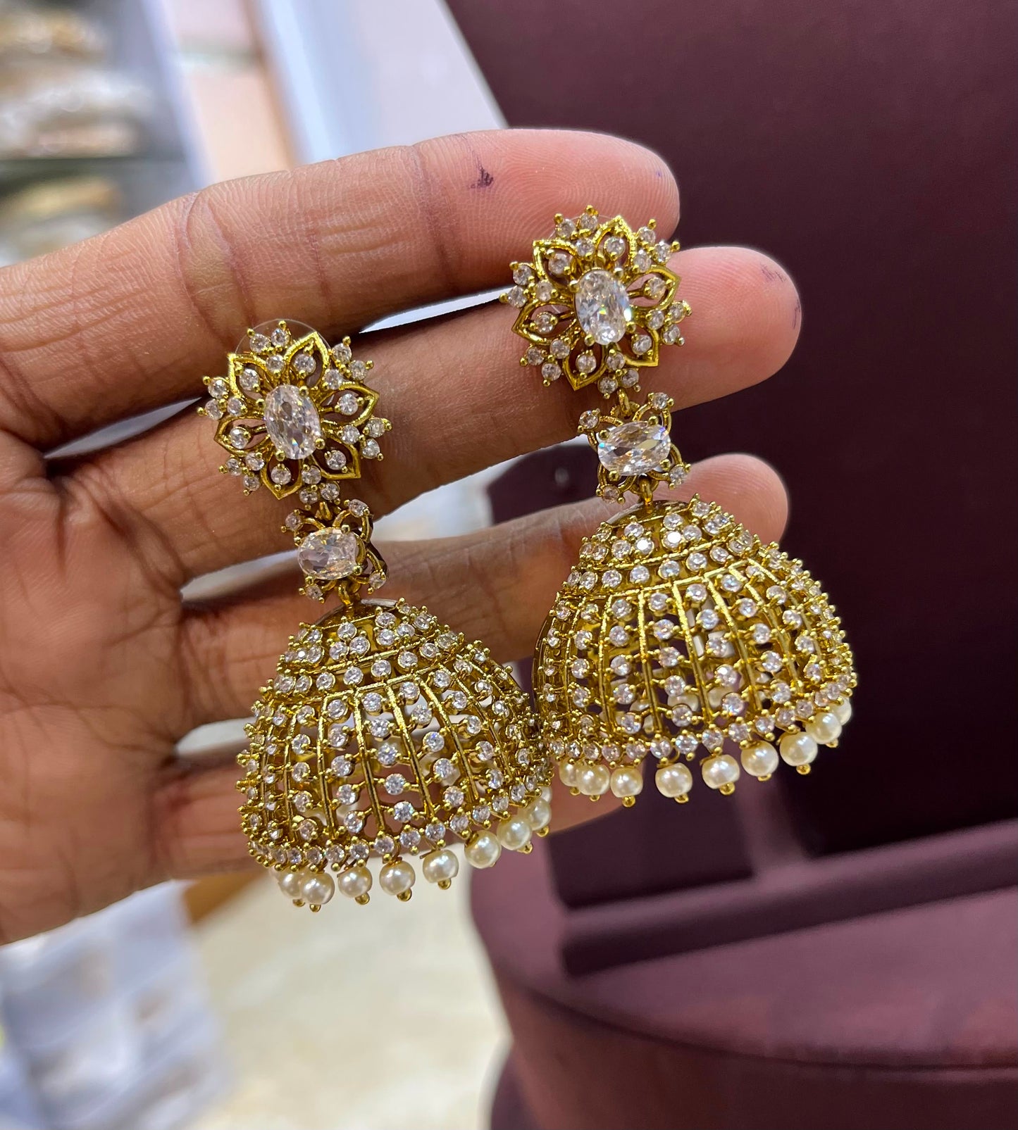 Victorian Polish AD Stone Earrings