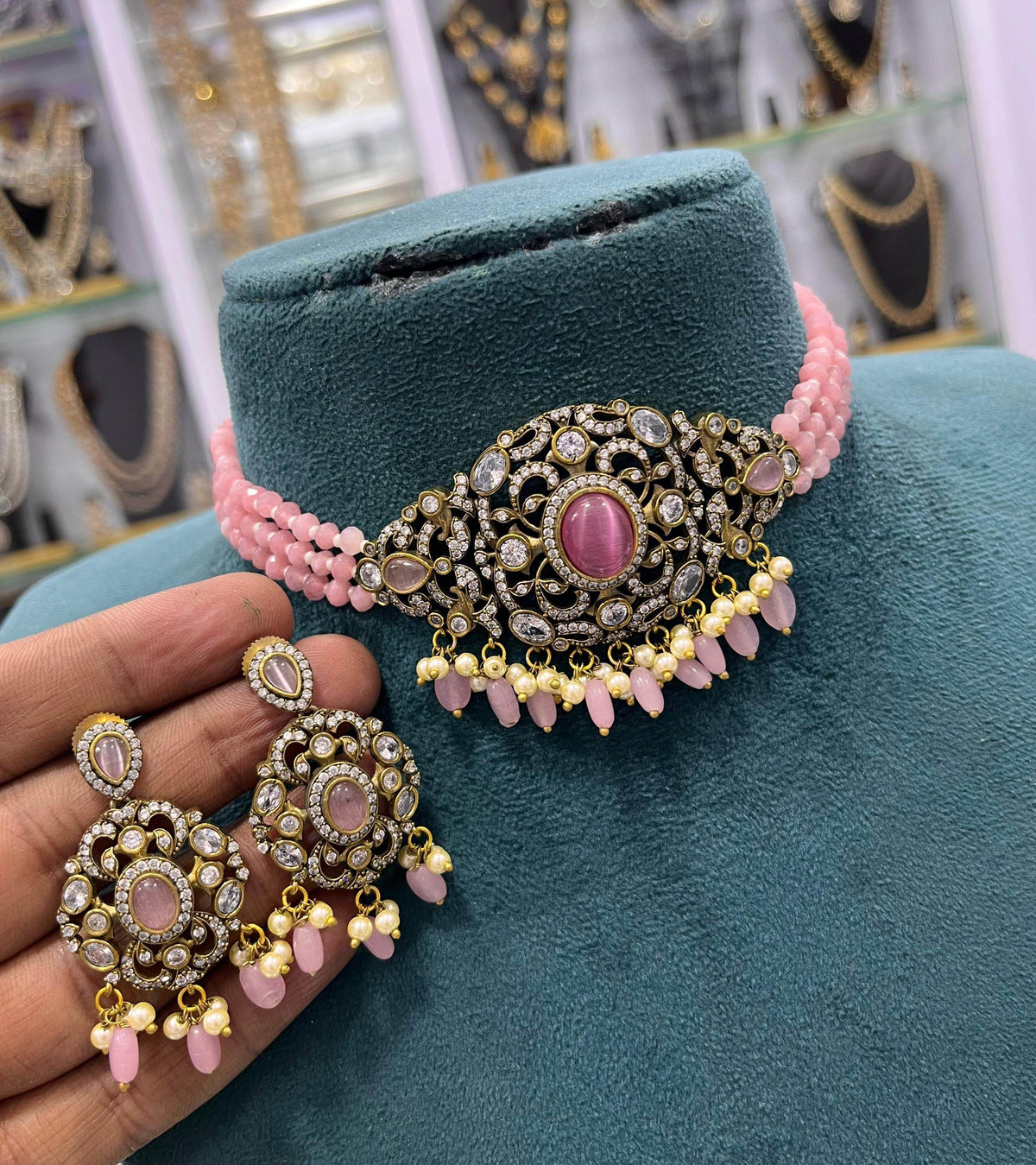 Victorian Polish AD Stones Choker