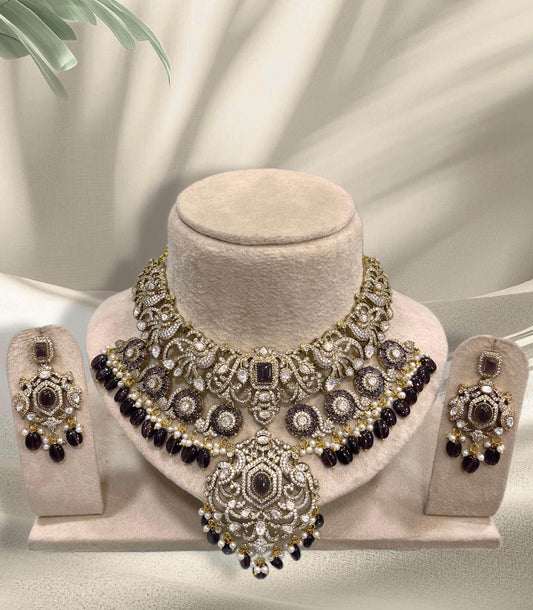 Victorian Polish with AD Stones Bridal Choker - Nakshatra Jewels