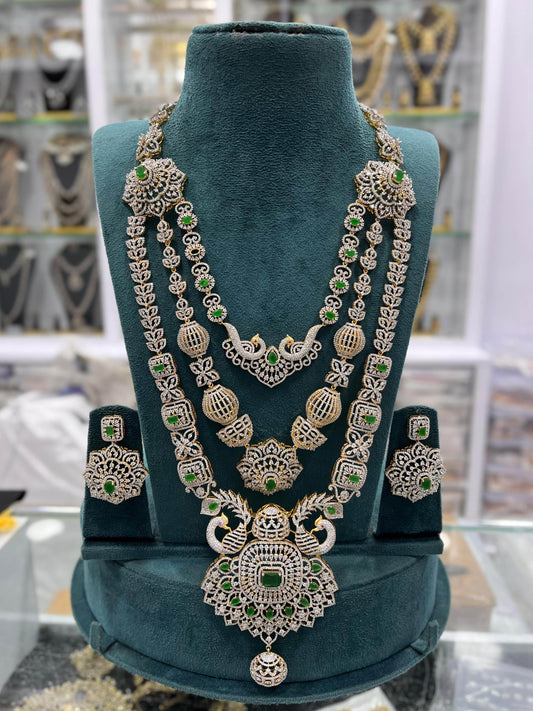 American Diamond Stones Bridal Layer Haram - Nakshatra Jewels