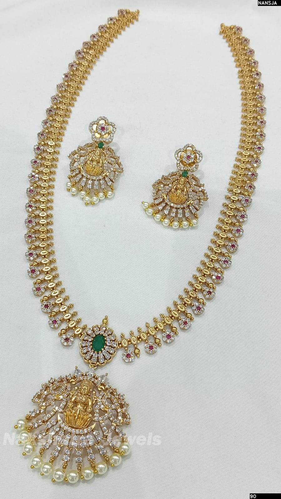 Premium Matt with Kempu & AD Stones Haram - Nakshatra Jewels
