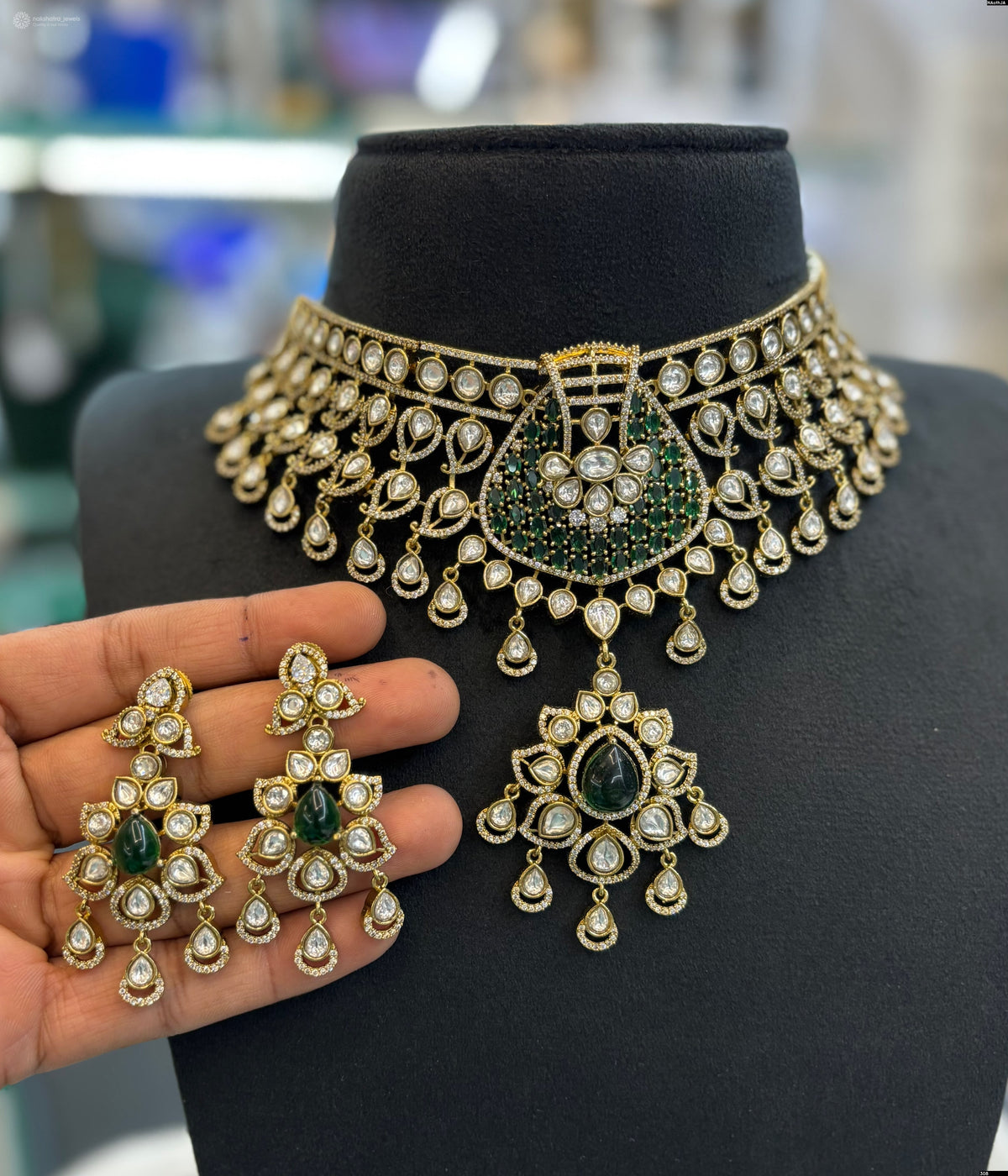 Victorian Polish AD Stones Bridal Choker