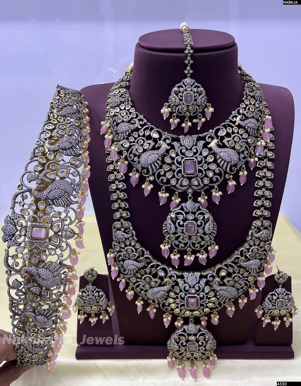 Victorian Polish AD Stone Bridal Set - Nakshatra Jewels