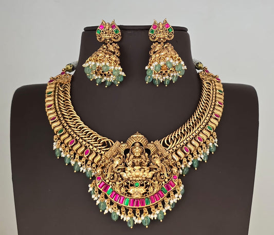 Nakshi Work with Kundan Stones Bridal Necklace