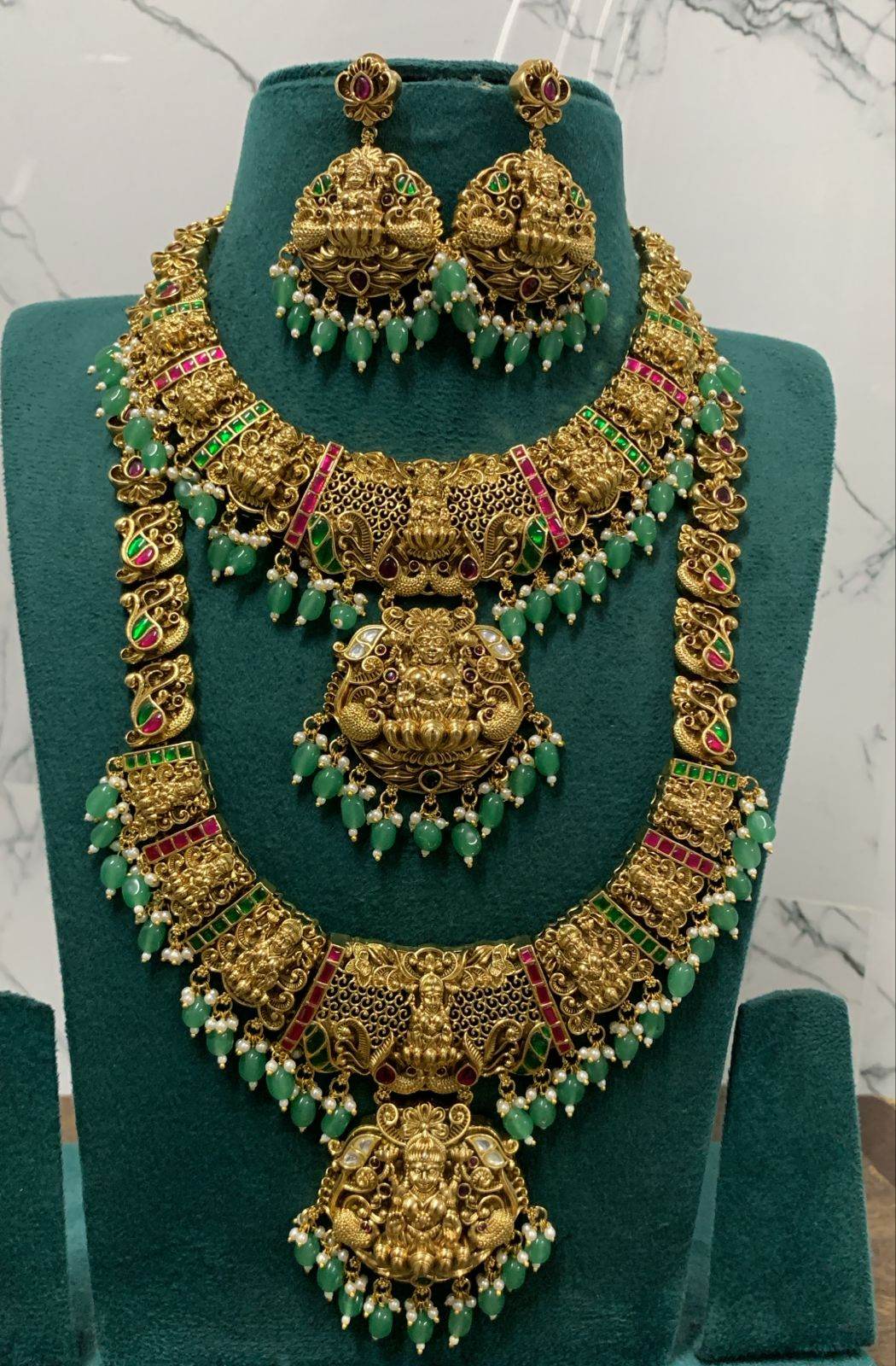 Nakshi Work with Jaadu Kundan Stones Bridal Combo Set
