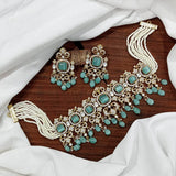Victorian Polish with Moissanite Stones Choker - Nakshatra Jewels