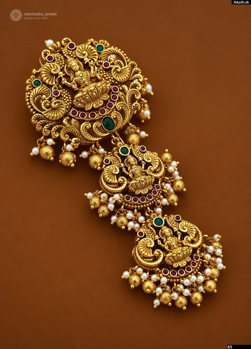 Nakshi Work with Kempu Stones Hair Accessories