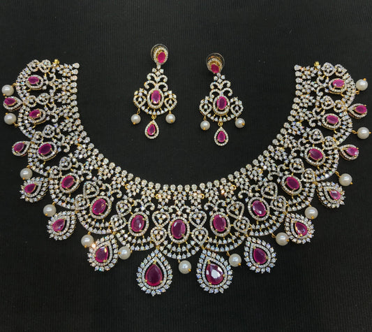 American Diamond Stones Bridal Necklace