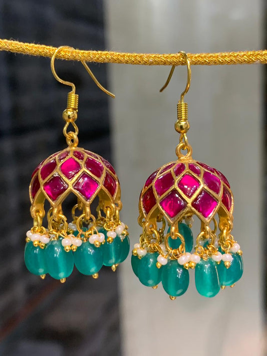 Jaadu Kundan Stones Bridal Earrings