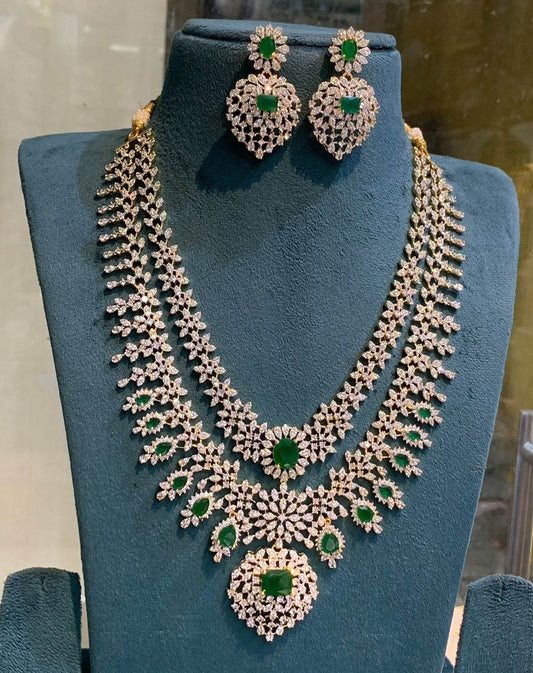 American Diamond Stones Bridal Layer Haram - Nakshatra Jewels