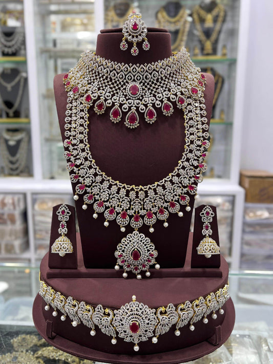 American Diamond Stones Bridal Combo Set - Nakshatra Jewels