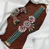 Moissanite & Jaadu Kundan Stones Bridal Choker - Nakshatra Jewels