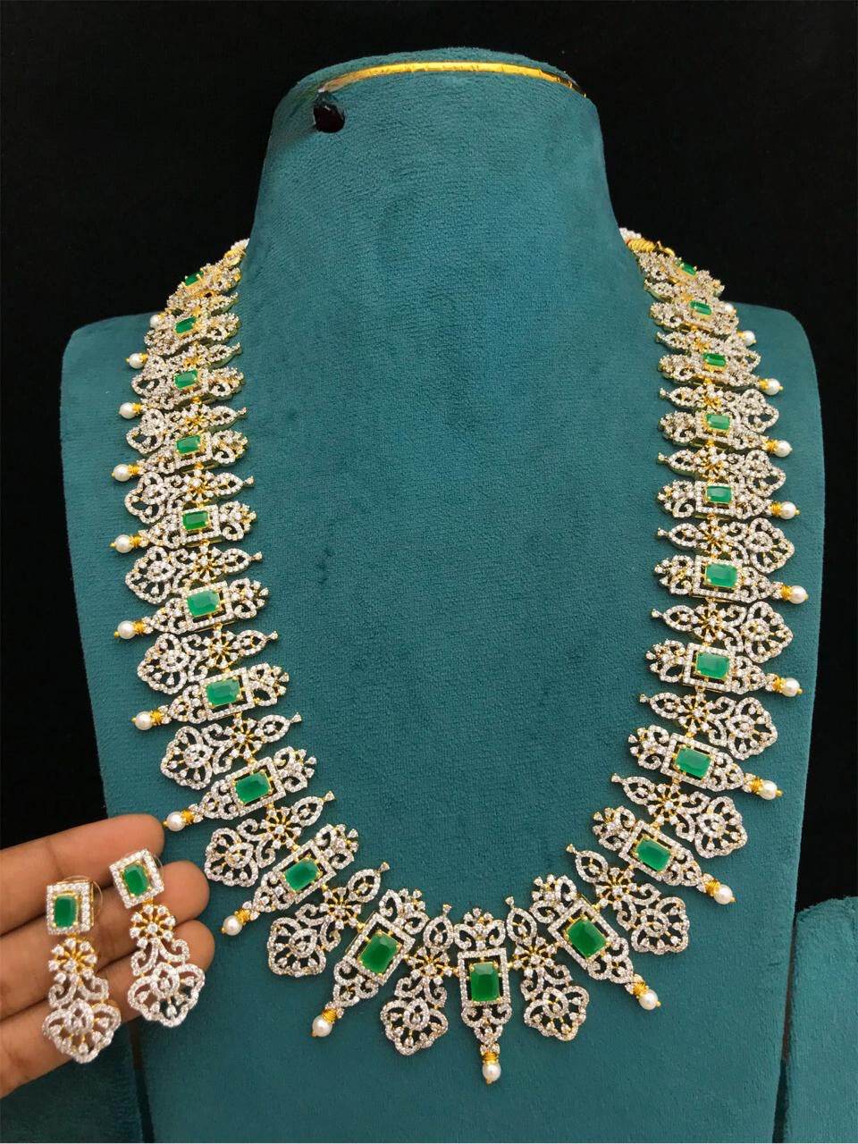 American Diamond Stones Bridal Haram - Nakshatra Jewels