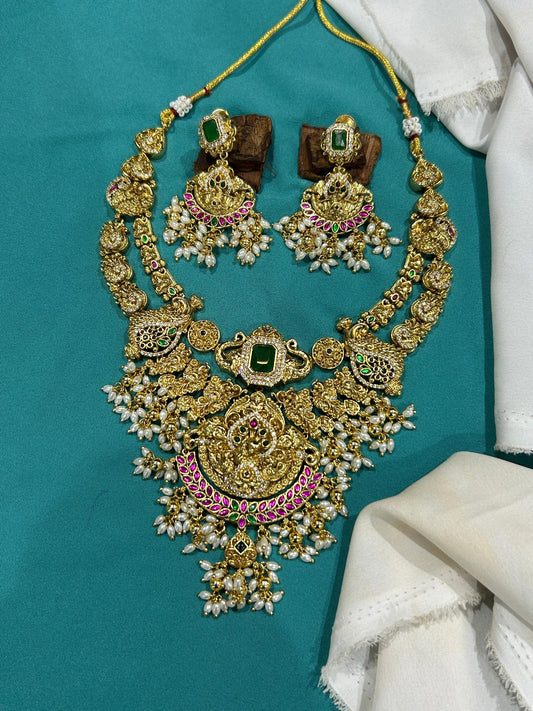 Nakshi Work with AD Stones Bridal Necklace
