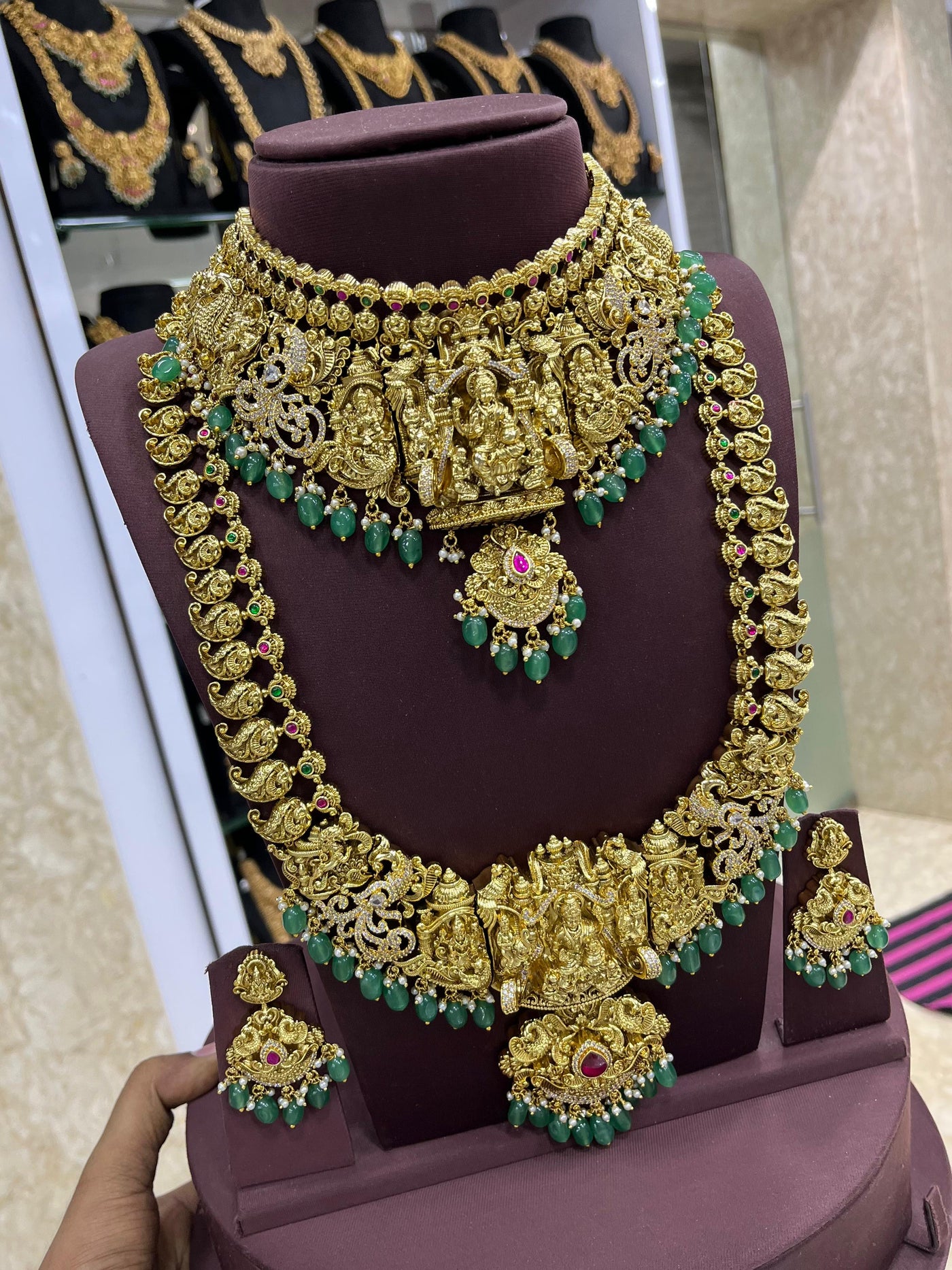 Nakshi Work with Kundan Stones Bridal Combo Set
