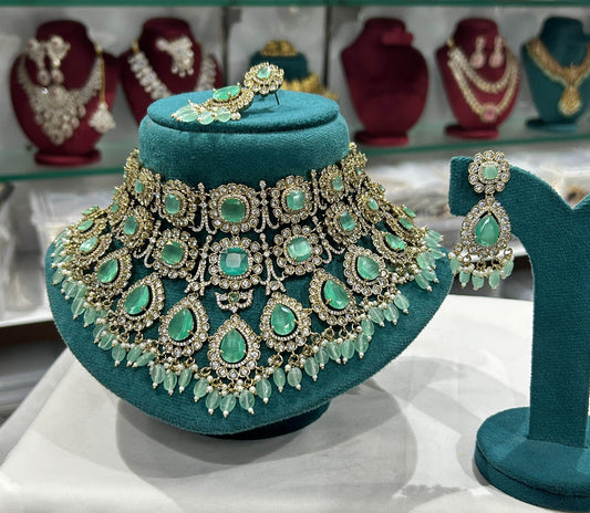 Victorian Polish with AD Stones Choker - Nakshatra Jewels