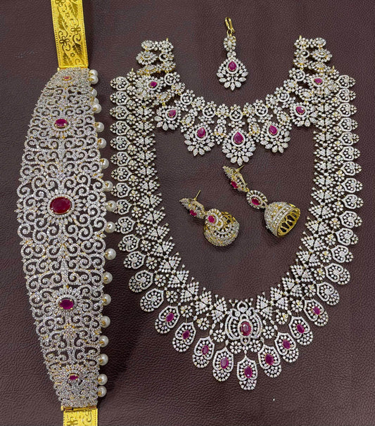 American Diamond Stones Bridal Combo set - Nakshatra Jewels