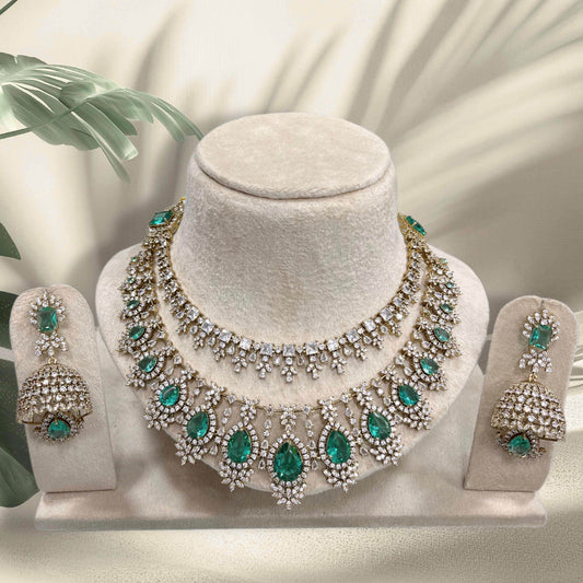 AD with Doublet Stone Layer Necklace - Nakshatra Jewels
