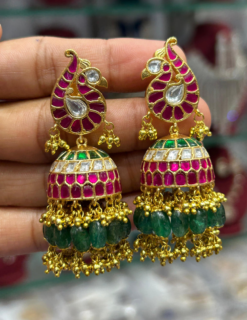 Jaadu Kundan Stones Bridal Earrings