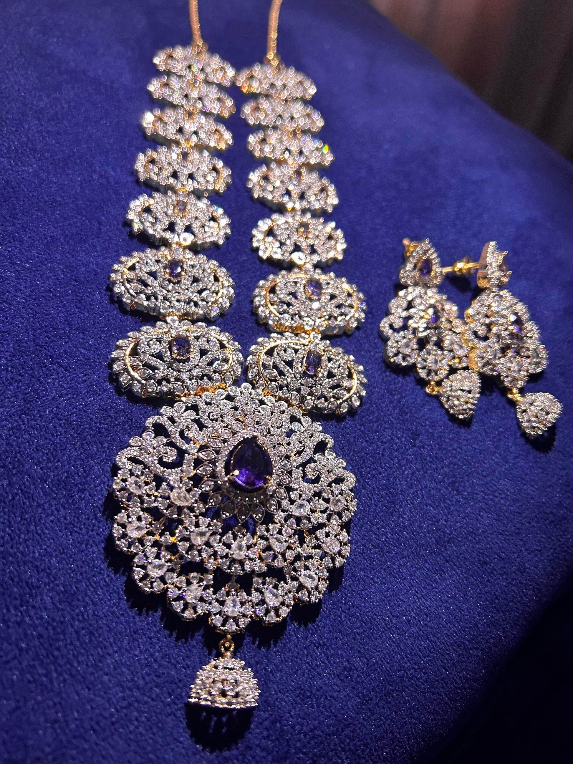 American Diamond Stones Bridal Haram - Nakshatra Jewels