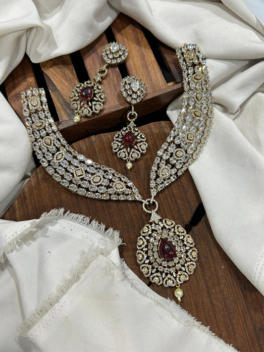 Victorian Polish AD Stones Bridal Neck Set
