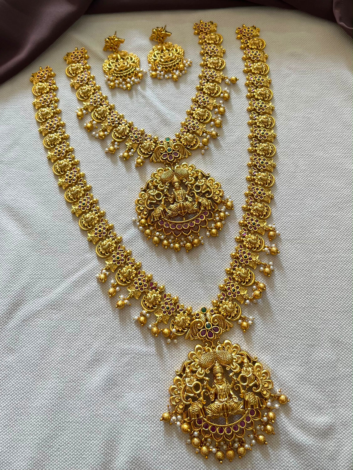 Nakshi Work with Kempu Stones Bridal Combo