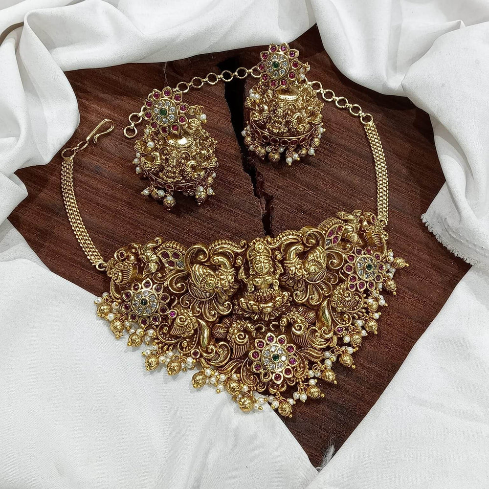 Nakshi Work with Kempu Stones Choker - Nakshatra Jewels