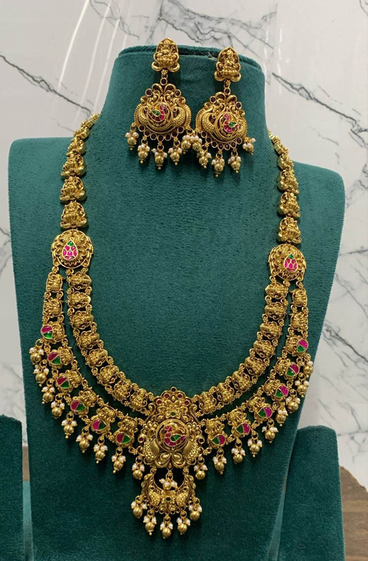 Nakshi Work with Kundan stones Bridal Haram - Nakshatra Jewels