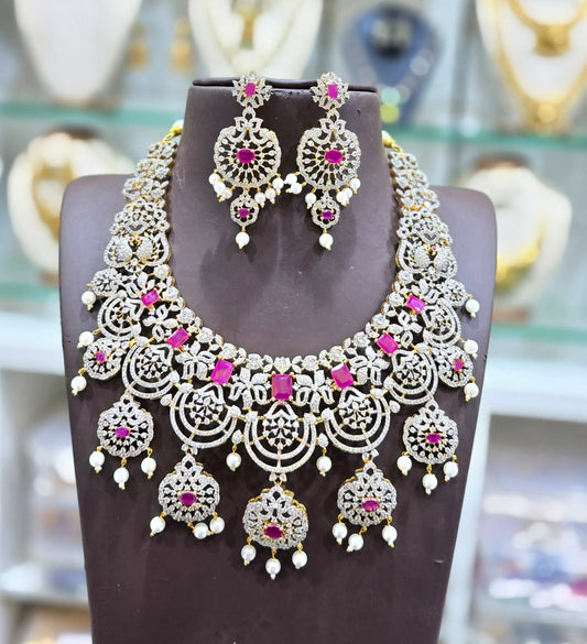 American Diamond Stones Bridal Necklace