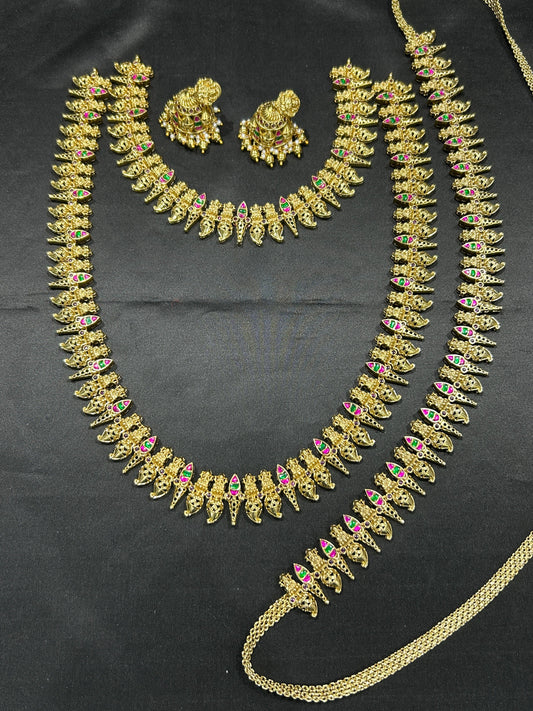 Nakshi Work with Kundan Stones Bridal Combo Set
